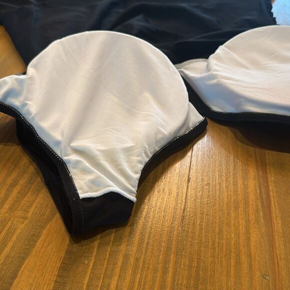 Solid black swimdress built in shorts one piece swimwear NWOT 3XL ruched shirred - Picture 8 of 10